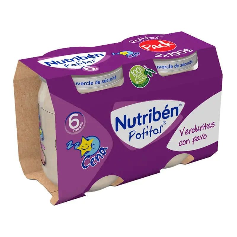 Nutribén Pack Potito Dinner Legume cu curcan, 2X190 grame