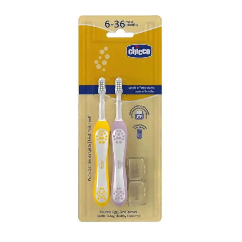 Periuță de dinți Chicco Bipack Lilac&Mustard 6-36M