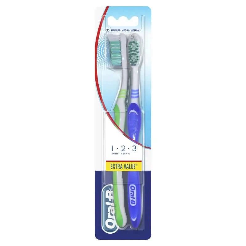 Oral-B 123 Shiny Clean periuță de dinți medie 2 unități