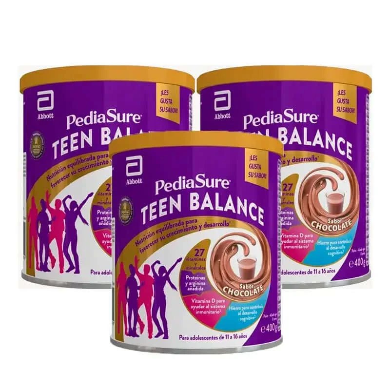 Pediasure Teen Balance Chocolate Powder Teenage Food Supplement Pack 3 x 400 g