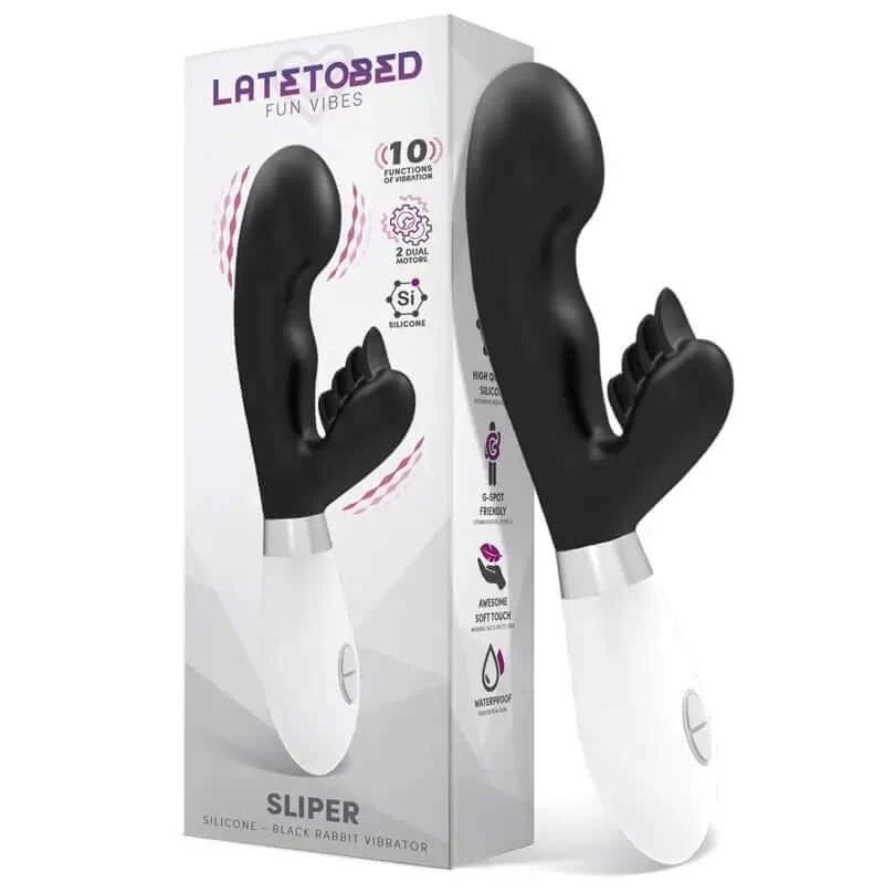 Latetobed Sliper Silicone Rabbit Vibrator negru
