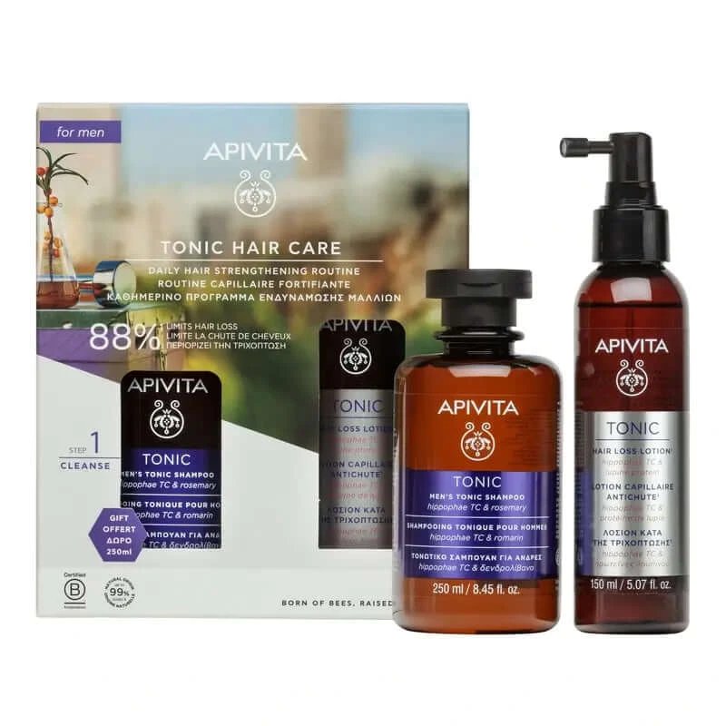 Apivita Promotion Pack Loțiune anti-pierdere a părului + Șampon de tonifiere gratuit pentru bărbați 250Ml