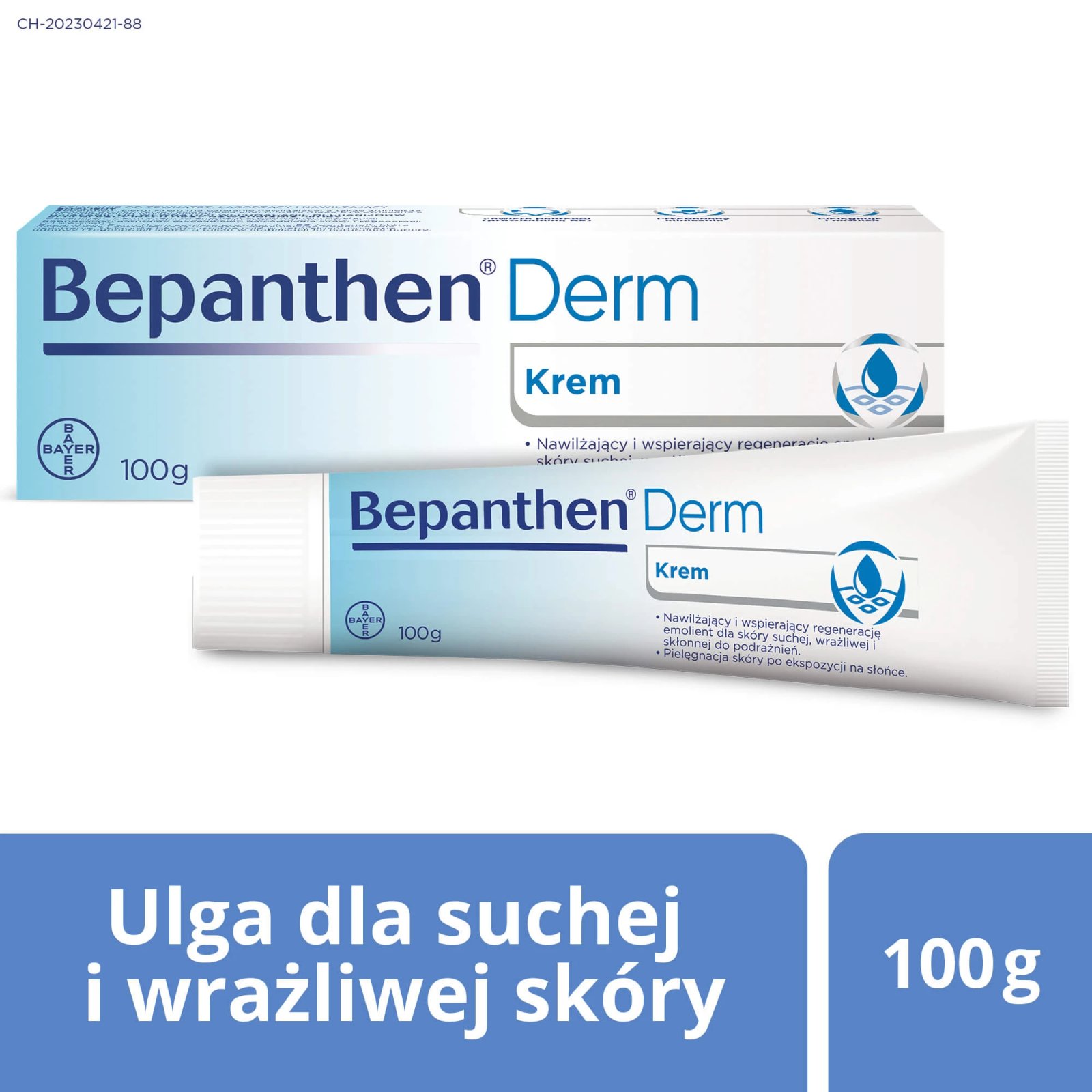 Bepanthen Derm Cream, cremă specializată pentru corp, piele uscată predispusă la iritații, din ziua 1, 100 g