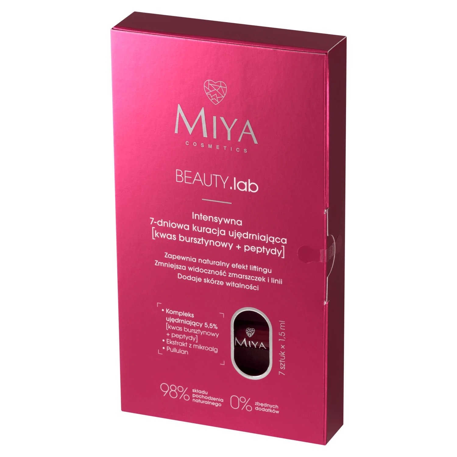 Miya BEAUTY.lab, tratament intensiv de întărire de 7 zile, acid succinic + peptide, 7 x 1,5 ml