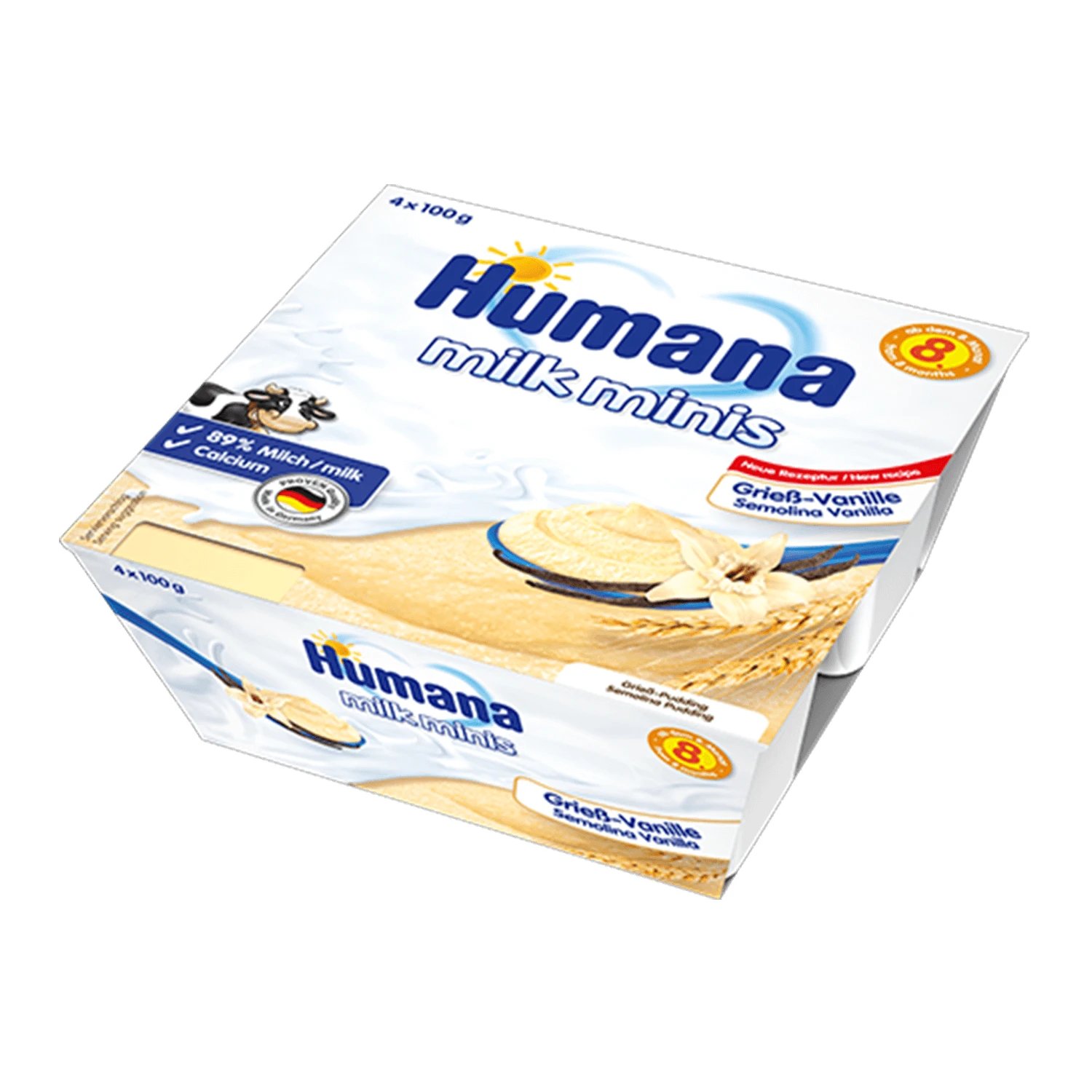 Humana Milk Minis Dessert, terci cu biscuiți, după 8 luni, 4 x 100 g