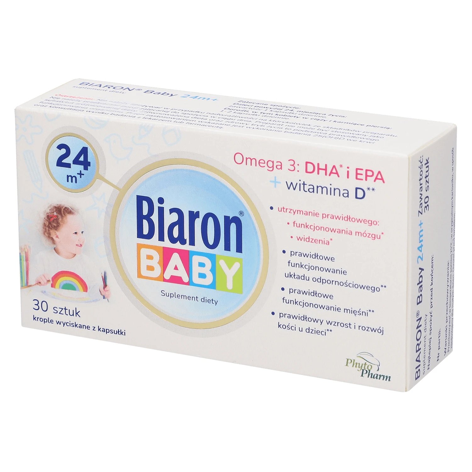 Biaron Baby 24m+, pentru copii de peste 2 ani, 30 de capsule detașabile prin răsucire