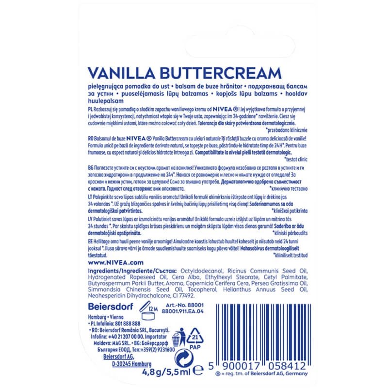 Nivea, Ruj, cremă de unt de vanilie, vanilie, 1 buc