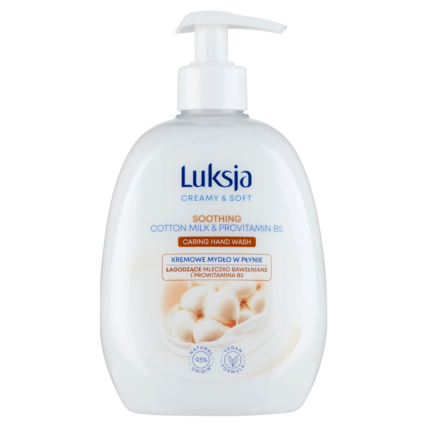 Luxja Creamy & Soft, săpun lichid cremos, calmant, lapte de bumbac și provitamina B5, 500 ml