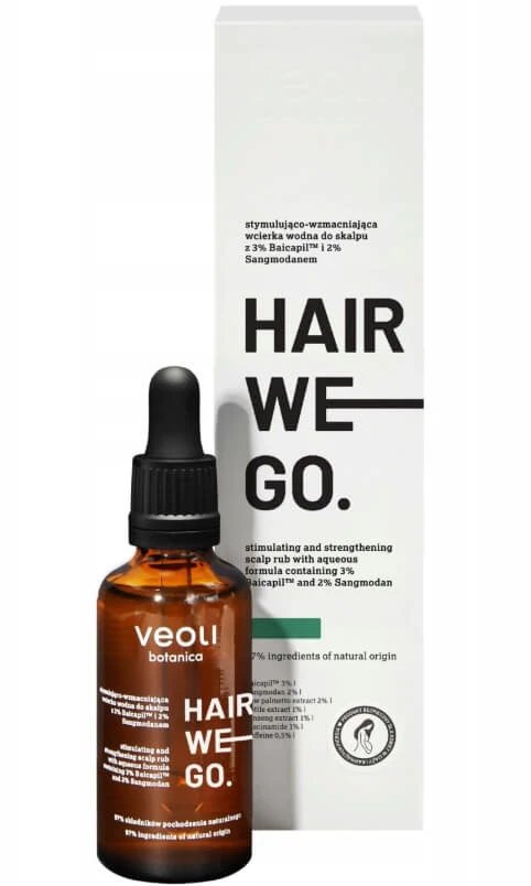Veoli Botanica Hair We Go Patch cu apă pentru stimularea și întărirea scalpului cu 3% Baicapil și 2% Sangmodan, 50 ml