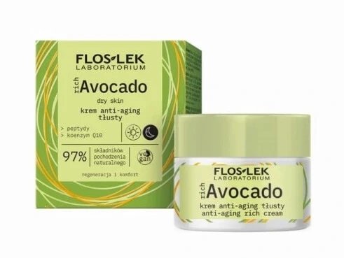 Flos-Lek Rich Avocado Cremă de zi și de noapte anti-îmbătrânire, 50 ml