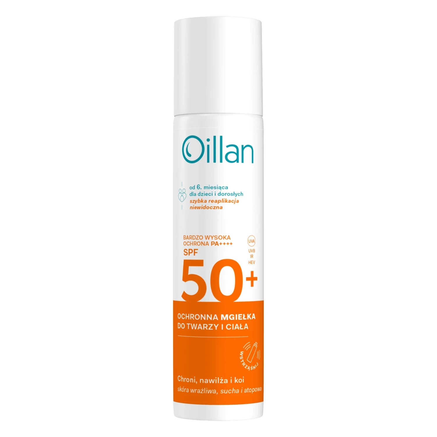 Oillan Sun, spray de protecție pentru față și corp, de la 6 luni, SPF 50+, 75 ml