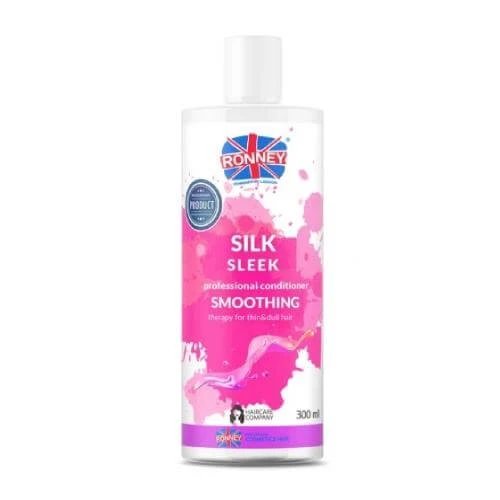 RONNEY Silk Sleek Smoothing Conditioner cu mătase pentru păr fin și tern, 300ml