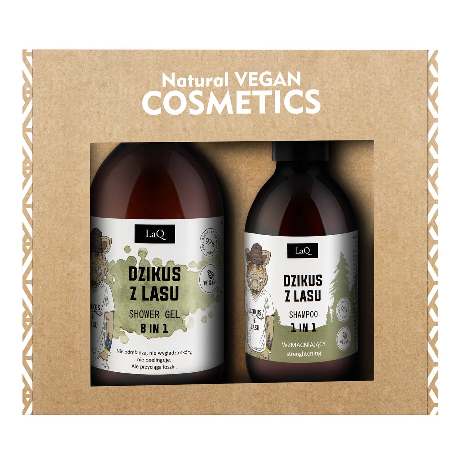 Set LaQ Forest Savage, gel de duș, 500 ml + șampon de păr, 300 ml AMBALAJ RUPT