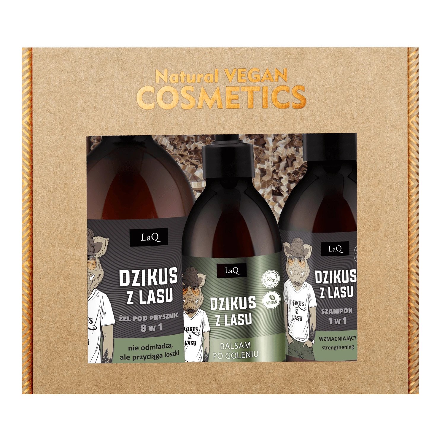 Kit LaQ Forest Wilderness, gel de duș, 500 ml + șampon de păr, 300 ml + balsam aftershave, 150 ml