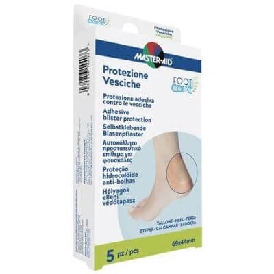 Hidrocoloid master-aid pentru îngrijirea picioarelor bășici de călcâi 69x44 mm 5 bucăți a1