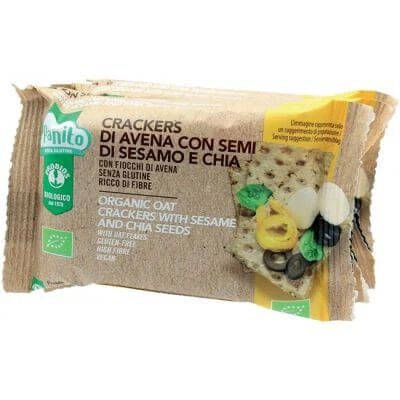 Panito biscuiți bio din ovăz cu semințe de susan și chia 4 x 35 g bucăți