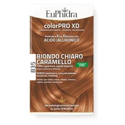 Euphidra colourpro gel colorant pentru păr xd 835 caramel 50 ml + activator + balsam + mănuși