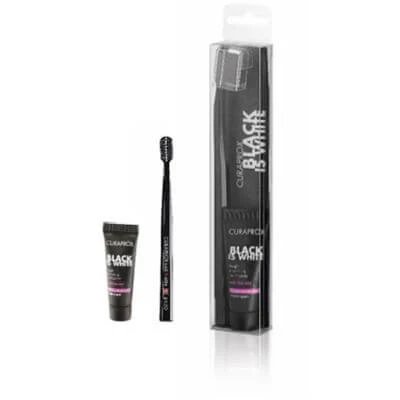 Curaprox black is white albire paste de dinți 1 pastă de dinți 10ml + 1 periuță de dinți