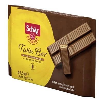 Schar Twin Bar Wafere acoperite cu ciocolată cu lapte 3 bucăți 21,5 g