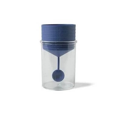 Recipient steril transparent pentru analize coprologice + lingură pentru probe capac cu șurub etichetă autoadezivă