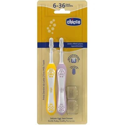 Periuta de dinti Chicco 6-36 luni dublu roz-galben