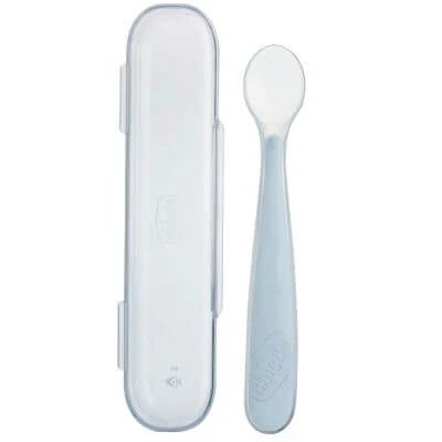 Lingură de silicon Chicco cu cutie gri 6 luni+