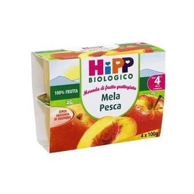 Hipp bio fruct ras mere piersici 4x100 g