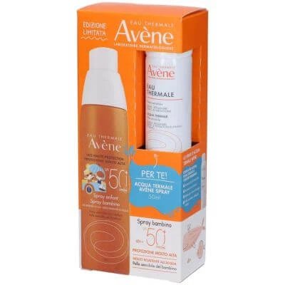 Avene spray solar copii 50+ 200 ml + apă spray 50 ml