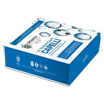 Organics pharm kit de redensificare a părului 1 loțiune împotriva căderii părului 4 fiole 0,6 ml + 1 șampon revitalizant 150 ml + 1 plasture împotriva căderii părului 14 pliculețe