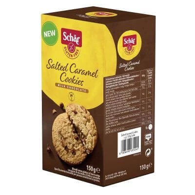 Fursecuri Schar cu caramel sărat cu bucăți de ciocolată cu lapte și caramel 150 g