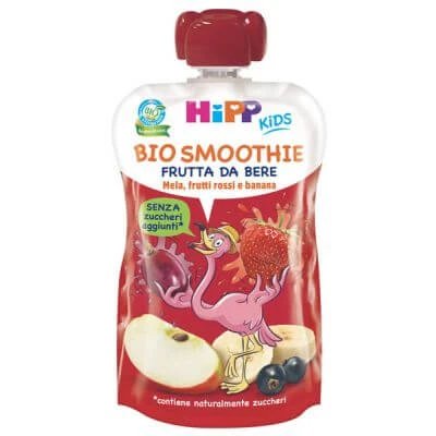 Hipp bio smoothies mere/ban/ fructe roșii 120 ml