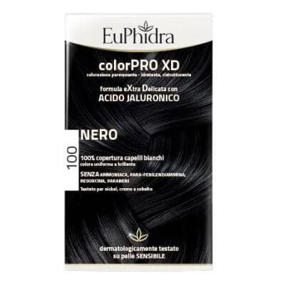 Euphidra colourpro xd 100 gel colorant pentru păr negru în sticlă + activator + balsam + mănuși