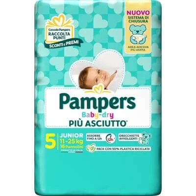 Pampers baby dry nappy downcount junior 16 bucăți