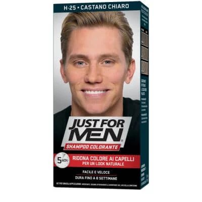 Just for men șampon colorant h25 maro deschis activator 38,5 ml + bază de culoare 27,5 ml