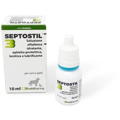 Septostil soluție oftalmică lubrifiantă hidratantă protectoare epitelială calmantă pentru câini și pisici 10 ml