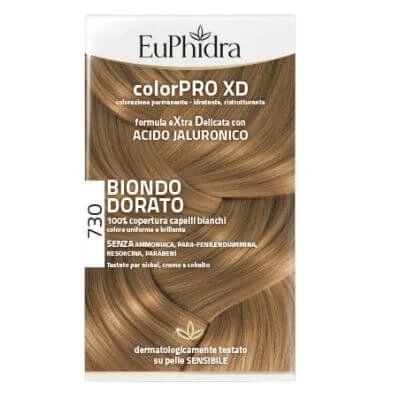 Euphidra colourpro xd 730 gel de colorare a părului blond auriu în sticlă + activator + balsam + mănuși