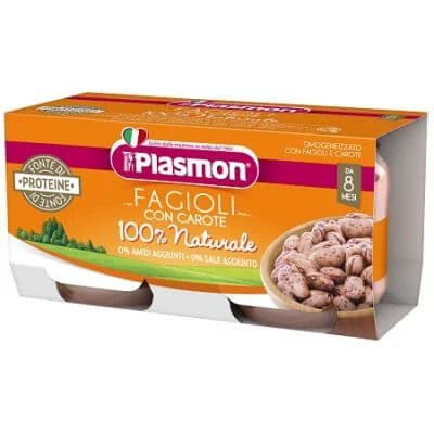 Fasole borlotti și morcovi omogenizați Plasmon 2x80 g