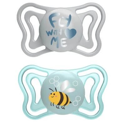 Suzetă Chicco albastru deschis silicon 2-6m 2 bucăți