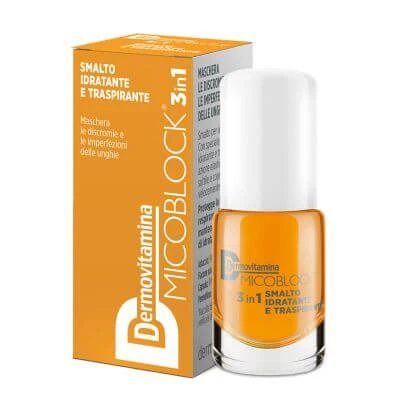 Dermovitamin micoblock 3 în 1 lac de unghii hidratant și respirabil galben 5 ml
