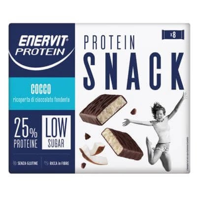 Snack proteic Enervit nucă de cocos cu conținut scăzut de zahăr cutie 8 x 27 g