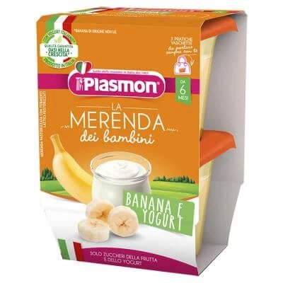 Plasmon gustare pentru copii arome ale naturii iaurt cu banane aseptic 2 x 120 g