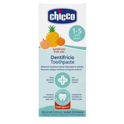 Pastă de dinți Chicco tuttifrutti pentru 1 până la 5 ani cu fluorură
