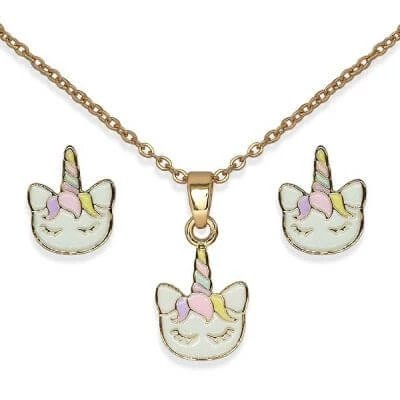 Bjs015 unicorn grijuliu placat cu aur parure