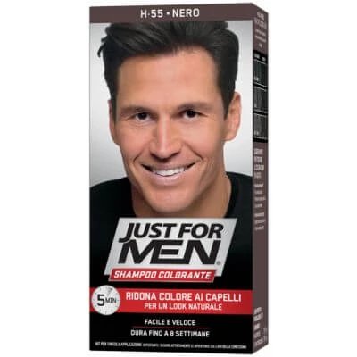 Just for men șampon colorant h55 negru activator lumină 38,5 ml + bază de culoare 27,5 ml