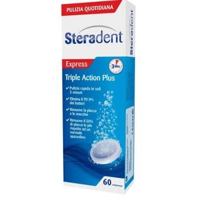 Steradent triplă acțiune plus 60 comprimate de curățare