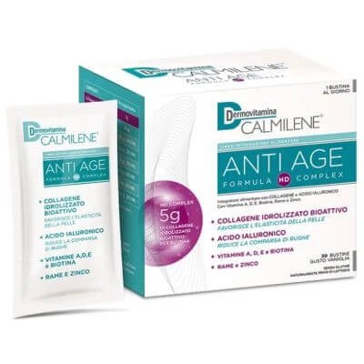 Dermovitamin calmilene antiage ia pe bază de colagen și acid hialuronic pulbere 30 plicuri aromă de vanilie