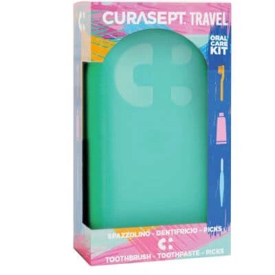 Curasept travel green 1 periuță de dinți + 1 pastă de dinți 20 ml + 3 picuri