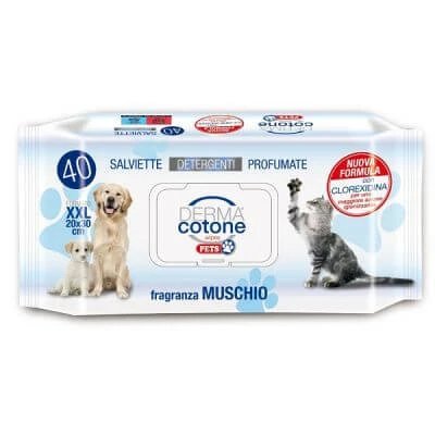 Șervețele pentru animale de companie Dermacotton mosc alb 40 bucăți