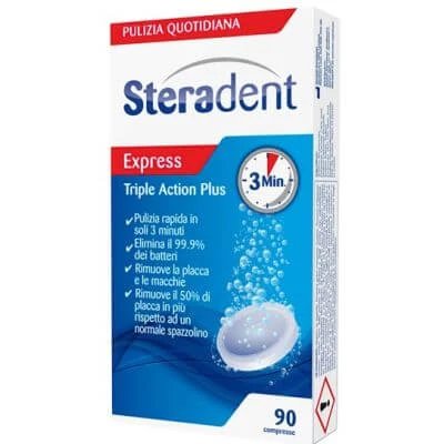 Steradent triple action plus 90 comprimate de curățare