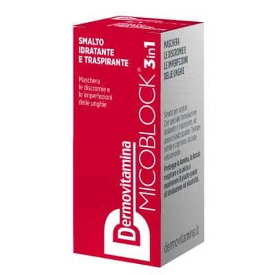 Dermovitamin micoblock 3 în 1 lac de unghii roșu hidratant și respirabil 5 ml